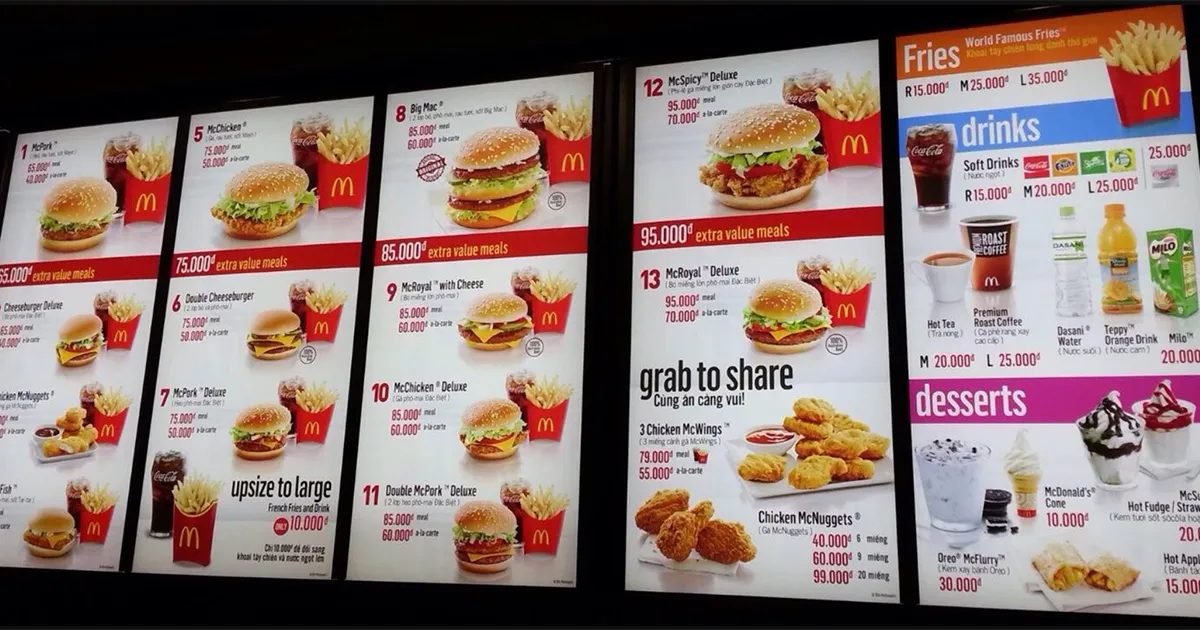 Menu McDonald’s Biên Hòa