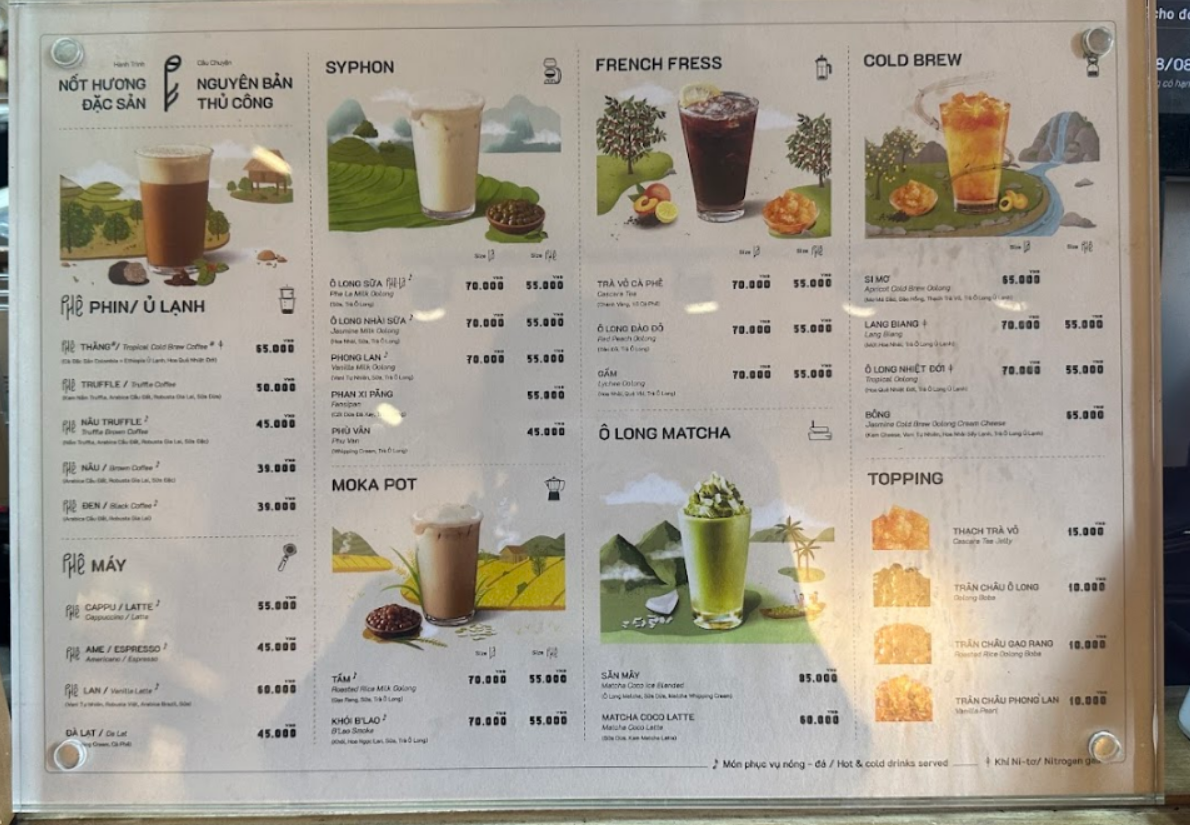 Menu và Bảng giá Phê La Coffee & Tea ở Biên Hòa