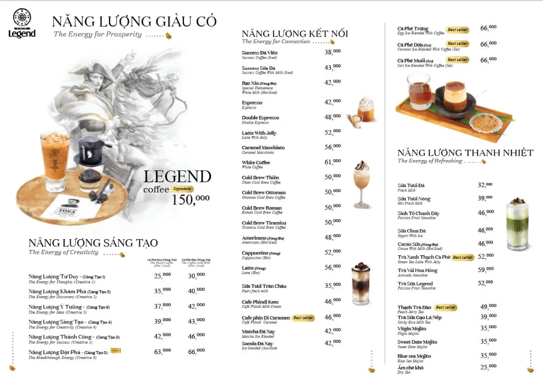 Menu và giá Trung Nguyên Legend Café Đồng Nai mới nhất