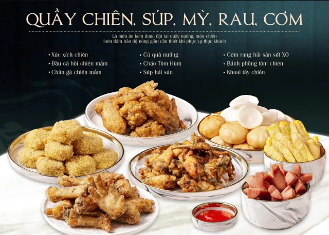Quầy Chiên, Súp, Mì, Rau, Cơm